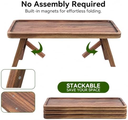 Acacia Wood 3 Tier Serving Tray, Foldable Tiered Serving Tray Stand, Wooden Cupcake Stand & Charcuterie Board, Dessert Table Display for Parties, Birthday, Wedding & Entertaining - Image 5