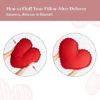 AELS Heart Shaped Pillow, Set of 2, Velvet Throw Pillows, Soft Velvet Love Pillows with Faux Fur Pom Poms, 20 & 16 Inches, Cute Valentines Day Decorations, Wedding Decor, Red - Image 5