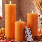 Retisee 3 Pcs 6/8/12" Fall Orange Flameless LED Candle Decor for Home by Retisee