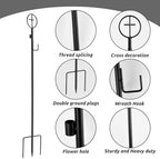 2 Pcs Black Wreath Stake,36" Cemetery Wreath Stand with Cross,Adjust Height - Image 3