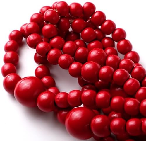 Ceenna 8 Pcs 9ft Rustic Christmas Wooden Bead Garland, Total 72ft, Dark Red - Image 2
