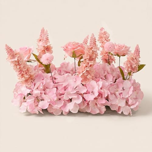 18inch Aisle Flower Garland Centerpieces, Mixed Pink Artificial Flowers Rose with Hydrangea, Floral Runner for Wedding Arch, Backdrop, Reception Table Decor, Ceremony Pathway by Unknown
