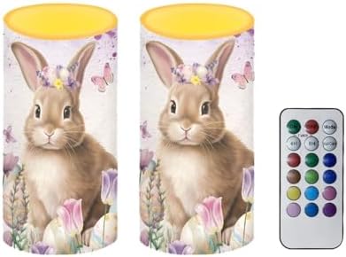 Rabbit Flameless Candles with Remote and Timer LED Candles Flickering Battery Operated Fake Candle for Home Easter Bedroom Living Room Dining Room Table Decor Set of 2 - Image 2