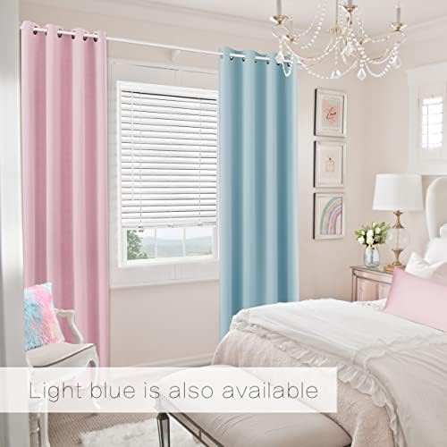 KOUFALL Bubble Gum Pink Blackout Curtains for Girls Room, Cute Light Pink Nursery Curtains Girl, Princess Black Out Girly Curtains for Kids Bedroom, 2 Panels, 52 Inch Wide x 84 Inch Long - Image 3