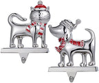 2 Set Christmas Stocking Holders for Fireplace Dog Mantle Garland Mantel Clips Stocking Hook Cat Stocking Hangers Holiday Decor (2,S-Dog Cat) - Image 2