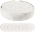 Round Woven Placemats Set of 8 with Holder Heat Resistant Placemats 13.5 Inches Farmhouse Cotton Rope Place Mats for Dining Tables Trivets for Hot Dishes, White by Aertiavty