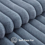 decorUhome Fall Faux Fur Throw Pillow Covers 24x24 Set of 2 Grey Blue - Image 2