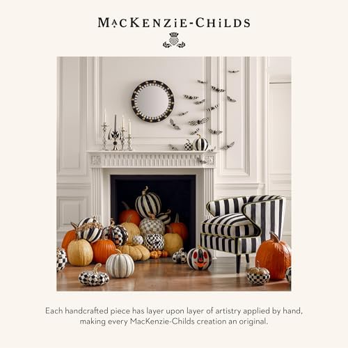 MACKENZIE-CHILDS Resin Pumpkin, Mini, Black-and-White Courtly Check - Image 6