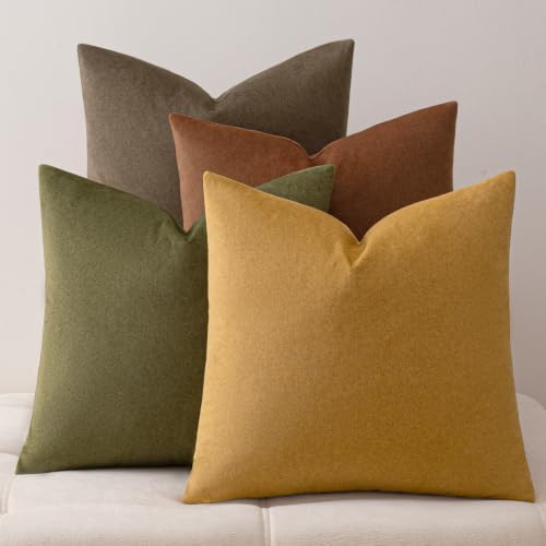 a moment Waterproof Throw Pillow Covers Set of 4,20x20 Inch Outdoor Stain Resistant Pet Friendly Pillowcases Cushion Covers for Patio Sofa and Living Room,Amber Woods by amoment