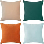 MONDAY MOOSE Decorative Throw Pillow Covers Cushion Cases, Set of 4 Soft Velvet Modern Designs, Mix and Match for Home Decor, Pillow Inserts Not Included (20x20 inch, Orange/Green) - Image 5