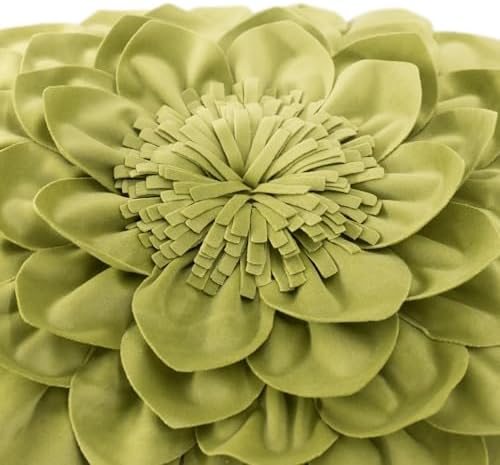 OiseauVoler Decorative 3D Flower Throw Pillow Covers Handmade Pillowcases for Sofa Bed Home Room Decor 18 x 18 Inch Green - Image 3