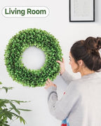20 inch Artificial Boxwood Wreath for Front Door, Greenery Spring Summer Wreath for All Seasons with Sash，St Patrick's Day Decoration, Farmhouse, Garden, Wedding, Indoor & Outdoor - Image 5