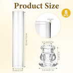 8 Set Clear Glass Hurricane Candle Holders, 12.5" Open Ended Bottomless Windproof Cylinder & 2.1" Taper Candlestick Holders, for Wedding Party Home Hotel Decor - Image 2
