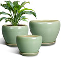 Ceramic Pots for Plants, 10/8/6 Inch Flower Pots Indoor, Green by EPFamily
