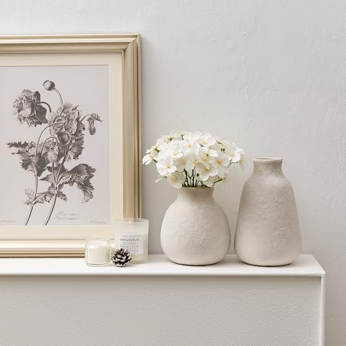 Ceramic Vase Set of 2 for Home Decor, 6.1"+8.23" Handcrafted Off-White Rustic Terracotta Vases, Vintage Farmhouse Decor, Minimalist Decorative Vases for Table Centerpiece Fireplace Nightstand - Image 7