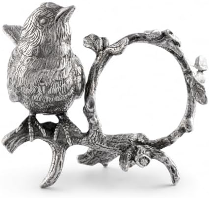Vagabond House Pewter Song Bird Napkin Ring - Artisan Crafted Table Decor - 3" W x 3" H by VagabondHouse