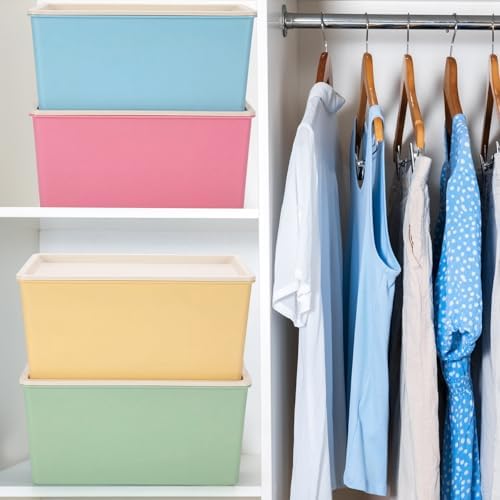 Menkxi 4 Pcs Storage Bins with Lids, Red, Green, Yellow, Blue, Small - Image 6