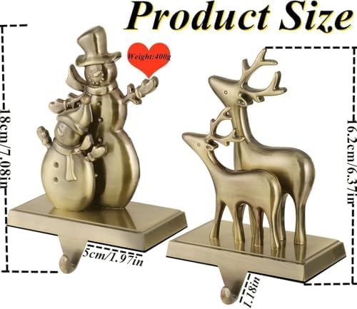 XIUSHE Stocking Holder Set of 4-Christmas Tree Stocking Hanger for Mantel-Metal Weighted Christmas Stocking Holder for Fireplace Mantle-Tropical Farmhouse Stocking Holder (Bronze-4) - Image 2