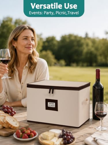 Cirhy Hard Shell Wine Glass Storage Box, China Moving Case for 24 Glasses - Image 6