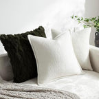 DEZENE Pack of 2 Cream White Decorative Throw Pillow Covers 22x22 Cozy Soft Chenille Accent Vintage Square Couch Pillow Covers for Home Decor Bed Sofa Living Room - Image 4