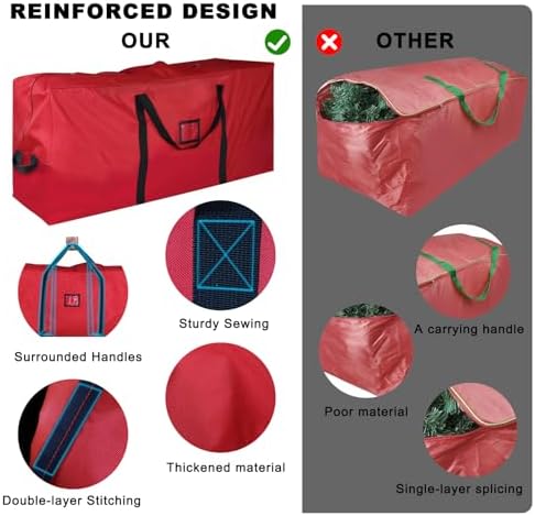 Christmas Tree Storage Bag, 9 ft, 600D Oxford, PURE RED - Image 5