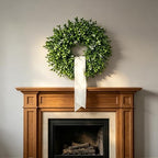 26 Inch Artificial Eucalyptus Wreath for Front Door - All Season Greenery Wreath with White Flowers, Farmhouse Spring Summer Fall Winter Decor, Indoor Outdoor Home Wall Porch Decoration - Image 6