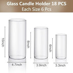 PHOSPHOR Hurricand Candle Holder 18 PCS, Glass Pillar Candle Holder, Clear Glass Cylinder Candleholder Glass Cylinder Vase for Centerpieces Wedding Party Decoration - Image 2