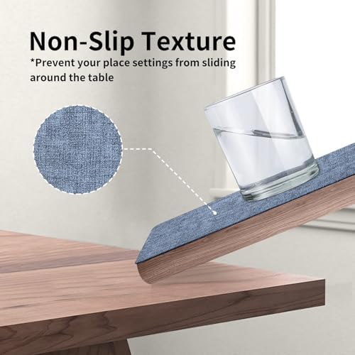 Maxpearl Faux Leather Placemats Set of 8, Easy to Clean, Blue - Image 4