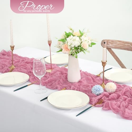20 Pack Dusty Rose Cheesecloth Table Runner 120 Inch 10FT Rustic Boho Gauze Cheese Cloth Table Runner for Wedding Party Baby Shower Thanksgiving Christmas Decoration - Image 4