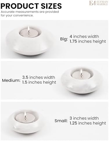 Tea Light Candle Holders Set of 3 – Handcrafted Natural Marble Tealight & Votive Holders in Graduated Sizes (4", 3.5", 3"), Decorative Stone Candle Holders for Home Décor & Table Centerpieces - Image 6
