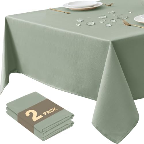 Table Cloths Rectangle 6ft, 2-Pack Waterproof Slub Textured by HOMEPEAK