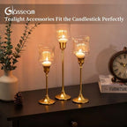 Glasseam Glass Votive Cups with Peg: 5 Pcs Ribbed Cup for Candlestick Decor - Image 3