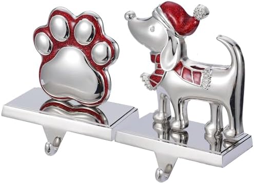 Christmas Stocking Holders for Mantle Dog Stocking Fireplace Hooks Mantle Stocking Hangers Christmas Animal Stocking Holder Shelf Decorations (C-Dog Paw Dog,2) - Image 3