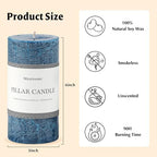 3x6 Inch Dark Blue Pillar Candles Set of 3 - Hand-Poured Unscented Candles, Long Clean Burning, Navy Blue Candle, Smokeless Dripless Candle for Dinner Table, Wedding, Home, Rustic Decor - Image 6