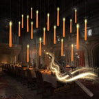 kakoya Flameless Floating Candles with Wand，20 Pcs Magic LED Hanging Taper Candles，Flickering Battery Operated Taper Candle with Wand Remote for Halloween Decorations Best Gift(Orange) by FLAMELESSCANDLES