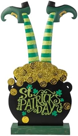 glitzhome St. Patrick's Porch Sign Leprechaun Pot of Gold Porch Decor,Farmhouse Rustic 24"H Wooden Porch Board Welcome Sign for Front Door Porch Deck Patio or Wall Indoor Outdoor and Yard Decor - Image 4