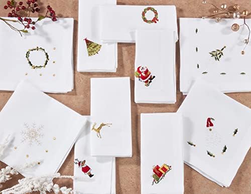 SARO LIFESTYLE Embroidered Snowflake Napkin (Set of 4) – Elegant Winter Holiday Table Linen for Christmas Dining & Seasonal Entertaining - Image 4