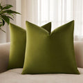 JUSPURBET 28x28 Euro Velvet Throw Pillow Covers Set of 2,Olive Green by JUSPURBETHOME