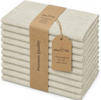Urban Villa Cloth Napkins Cotton 20x20 (Set of 12) Beige/White by CottonTrends