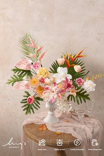 Ling's moment Artificial Pink Wedding Flowers Box, Sorbet Tropical, Deluxe - Image 2