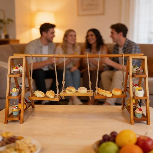 Large 3-Tier Wooden Cupcake Stand,Removable Tray for Cake Fruit Nut Cheese - Image 6