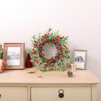 SHACOS Artificial Christmas Wreath 14" Set of 2 Small Winter Wreaths Pine Red Berries Xmas Decoration for Home Window Kitchen Cabinet Door Holiday Wreath, Red Green - Image 5