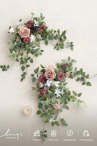 Ling's moment 2 Pack Mauve Floral Garland Wedding Arch Flowers - Image 4