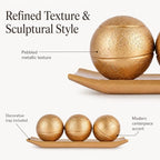 XMGZQ Small Decorative Tray and Orbs Balls Set,Gold Decorative Balls with Centerpiece Bowls for CoffeeTable,Living Room,TV Stand,Center Pieces Decoration for Table,Centro de Mesa de Comedor (Gold) - Image 7
