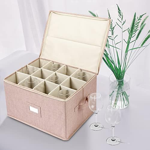 Wine Glass Storage Box, Stemware Storage Containers Cases with Dividers - Image 3