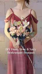 Ling's moment Artificial Pink Flowers Combo, Dusty Rose & Navy, Grand - Image 5