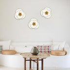 DILATATA 3 Pcs Metal Flower Wall Art Set 10 Inch Rustic Modern Floral Sculpture 3D Metal Flower Wall Hanging Accent for Indoor Living Room Bedroom Kitchen Bathroom Garden Patio Decor - White - Image 6