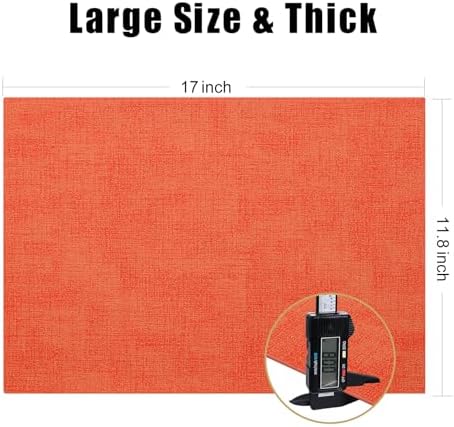 Homaxy PU Faux Leather Placemats for Dining Table, Set of 8, Orange - Image 5