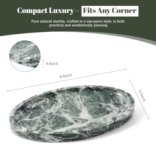 Koville Natural Marble Tray, Vanity Decorative Oval Marble Tray for Home, Countertop Organizer, Catchall Tray for Perfume, Candles, Jewelry - Image 2