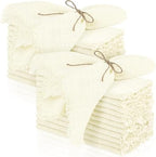 TURSTIN 24 Pieces Cotton Linen Cloth Napkin Handmade Cloth Napkin with Fringe 17 x 17 Inch Soft Cloth Dinner Wedding Napkin Square Rustic Fringe Table Napkin for Dinners, Parties, Weddings, Ivory by TURSTIN